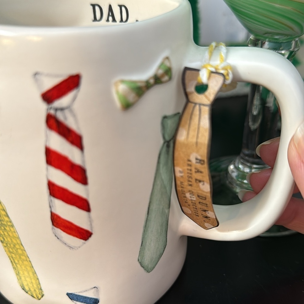 Rae Dunn White Mug with Colorful Tie Designs - Picture 2 of 7